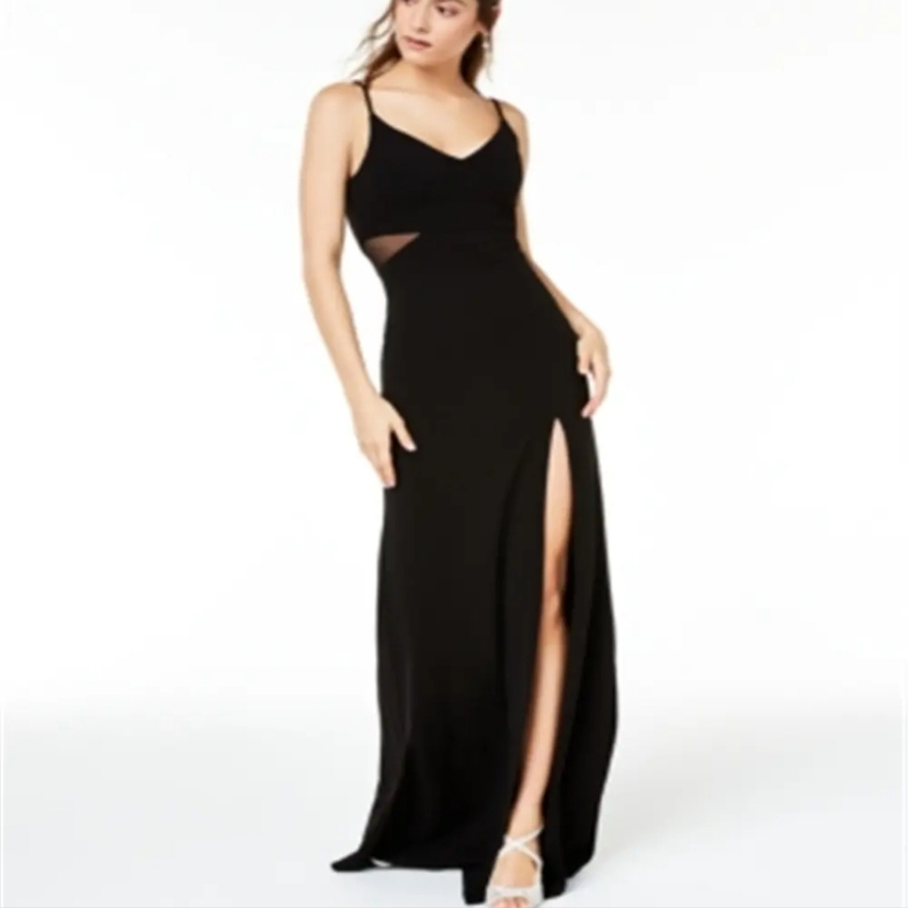 Black Formal Dress Juniors 17/18 Mesh Cut Out Evening Gown Prom